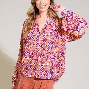Flying Tomato Vibrant Orange and Purple Blouse